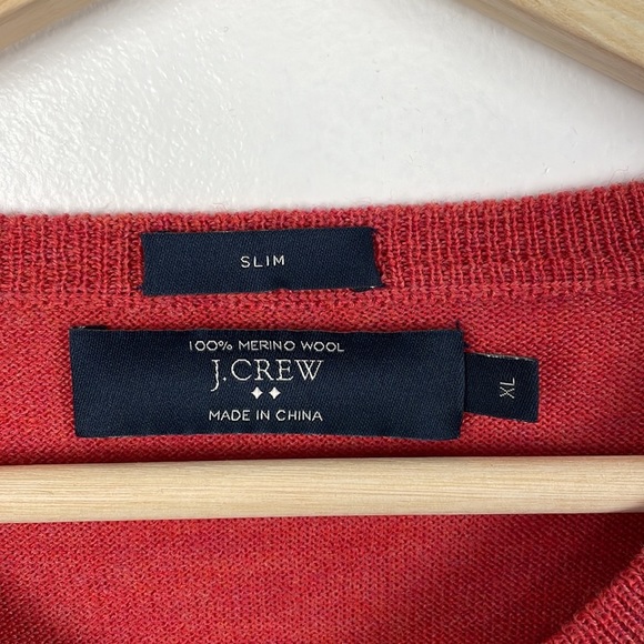 J. Crew Merino wool long sleeve V neck pullover burnt orange men sweater Size XL - Picture 7 of 7
